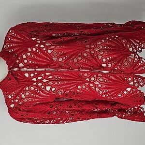 Ashley Stewart Red Lace Blouse